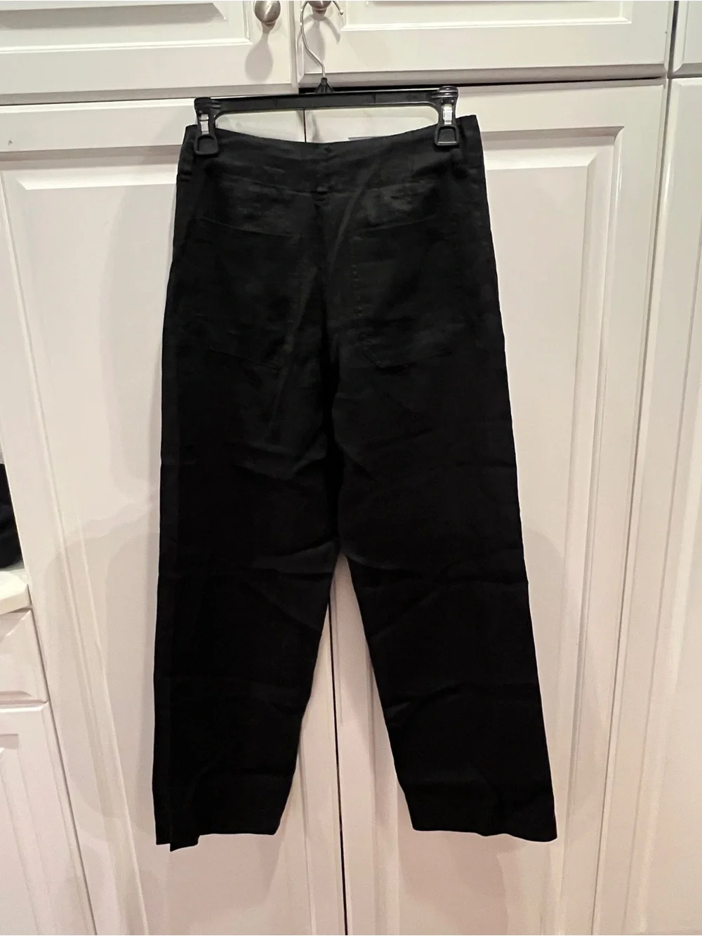 Quince Black Wide-Leg Linen Patch Pocket Pants